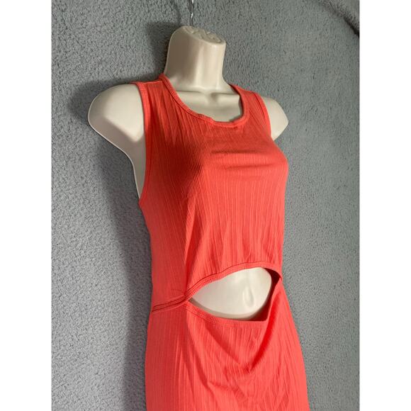 Fashion Nova Women's 1X Orange Cutout‎ Ribbed Bodycon Midi Dress Sleeveless - Picture 4 of 8